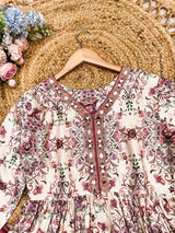 Modal Satin Top & French Crepe Bottom Ethnic Set for Women