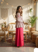 Modal Satin Top & French Crepe Bottom Ethnic Set for Women