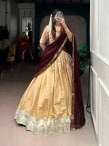 Wedding Wear Zari Weaving Kanchipuram Lehenga Choli
