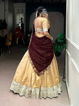 Wedding Wear Zari Weaving Kanchipuram Lehenga Choli