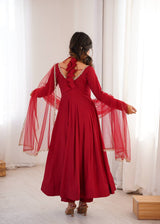 Premium Roman Silk Chanderi Anarkali Set