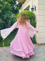 Faux Georgette Top Plazo Set with Organza Dupatta