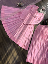 Faux Georgette Top Plazo Set with Organza Dupatta
