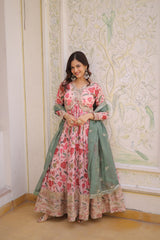 Digital Printed Russian Silk Anarkali Set with Dupatta