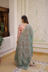 Digital Printed Russian Silk Anarkali Set with Dupatta