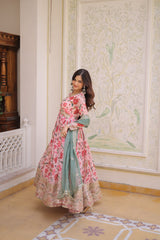 Digital Printed Russian Silk Anarkali Set with Dupatta