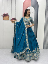 Chinon Lehenga Choli Set with Heavy Embroidery Work
