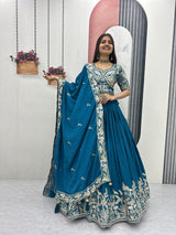 Chinon Lehenga Choli Set with Heavy Embroidery Work