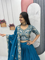 Chinon Lehenga Choli Set with Heavy Embroidery Work