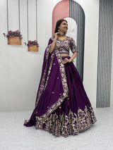 Chinon Lehenga Choli Set with Heavy Embroidery Work