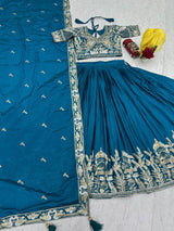 Chinon Lehenga Choli Set with Heavy Embroidery Work