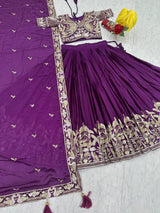 Chinon Lehenga Choli Set with Heavy Embroidery Work