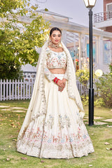 Pure Vichitra Heavy Embroidery Lehenga Choli