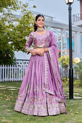 Pure Vichitra Heavy Embroidery Lehenga Choli
