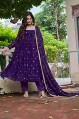 Heavy Fendi Silk Party Wear Anarkali Suit