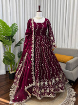 Fendy Silk Anarkali Suit with Dupatta & Pant
