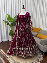 Fendy Silk Anarkali Suit with Dupatta & Pant
