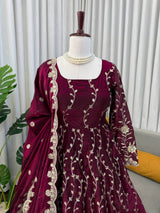 Fendy Silk Anarkali Suit with Dupatta & Pant