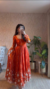 Fendy Silk Anarkali Suit with Dupatta & Pant