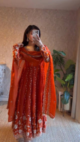 Fendy Silk Anarkali Suit with Dupatta & Pant