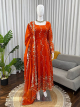 Fendy Silk Anarkali Suit with Dupatta & Pant