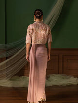 Designer Crepe Silk Ready-to-Wear Saree with Embroidered Jacket & Blouse