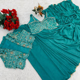 Designer Crepe Silk Ready-to-Wear Saree with Embroidered Jacket & Blouse