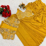 Designer Crepe Silk Ready-to-Wear Saree with Embroidered Jacket & Blouse