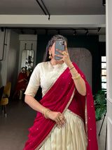 Dola Silk Zari Weaving White Lehenga Choli