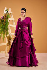 Designer Heavy Fandy Satin Lehenga Set