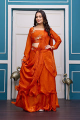 Designer Heavy Fandy Satin Lehenga Set