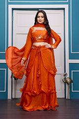 Designer Heavy Fandy Satin Lehenga Set