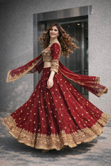 Heavy Two Tone Fandy Silk Lehenga Choli Set
