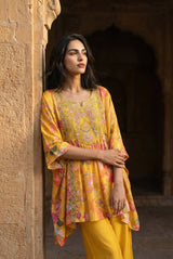 Heavy Natural Crepe Digital Print Top with French Crepe Palazzo