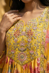 Heavy Natural Crepe Digital Print Top with French Crepe Palazzo