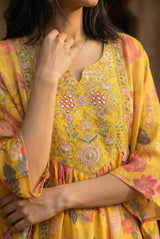 Heavy Natural Crepe Digital Print Top with French Crepe Palazzo