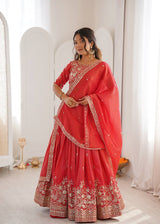 Heavy Simmer Silk Red Lehenga Choli
