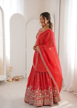 Heavy Simmer Silk Red Lehenga Choli