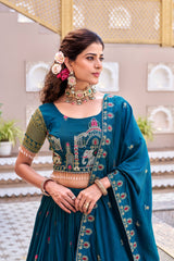Designer Vichitra Embroidered Lehenga Choli