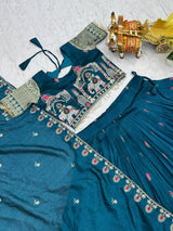 Designer Vichitra Embroidered Lehenga Choli
