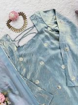 Fandy Silk Sequins Work Top Plazo Set with Dupatta