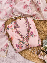 Heavy Tebby Silk Digital Print Gown with Dupatta