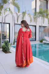 Elegant Mul Chanderi Anarkali Kurti Set with Dupatta