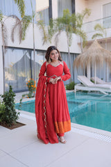 Elegant Mul Chanderi Anarkali Kurti Set with Dupatta