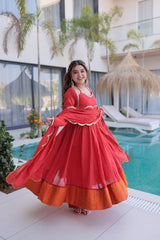 Elegant Mul Chanderi Anarkali Kurti Set with Dupatta