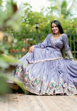 Chinon Embroidery Coding Thread Work Lehenga Choli