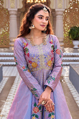 Designer Satin Silk Embroidered Top with Vichitra Lehenga