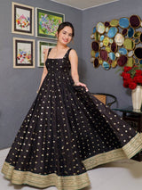 Party Wear Silk Black Anarkali SUit