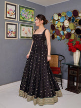 Party Wear Silk Black Anarkali SUit