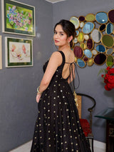 Party Wear Silk Black Anarkali SUit